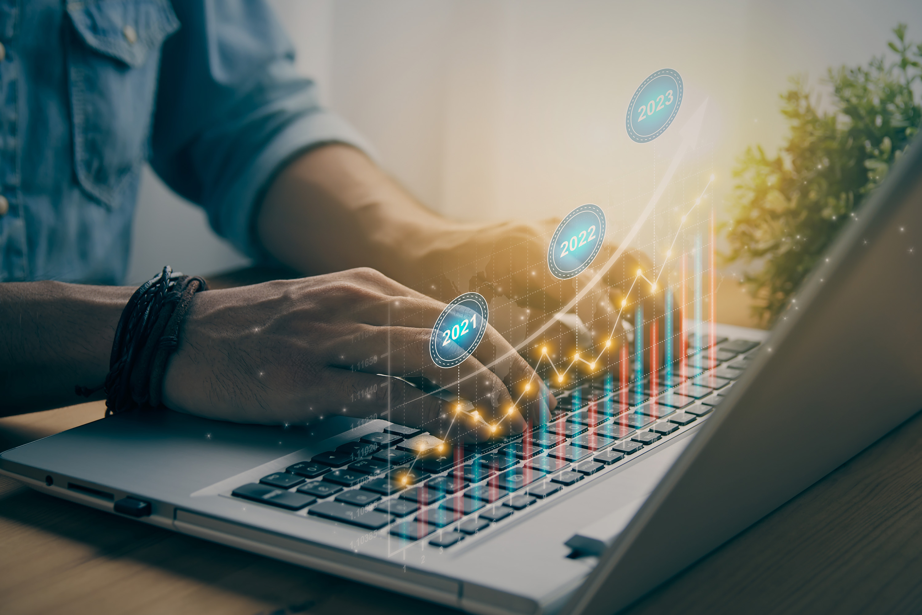 graphs on a laptop